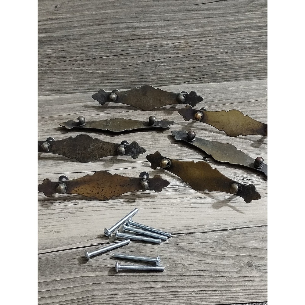 Vtg Drawer Pulls Brass Replacement Parts Set of 7 Furniture Restoration (b6)